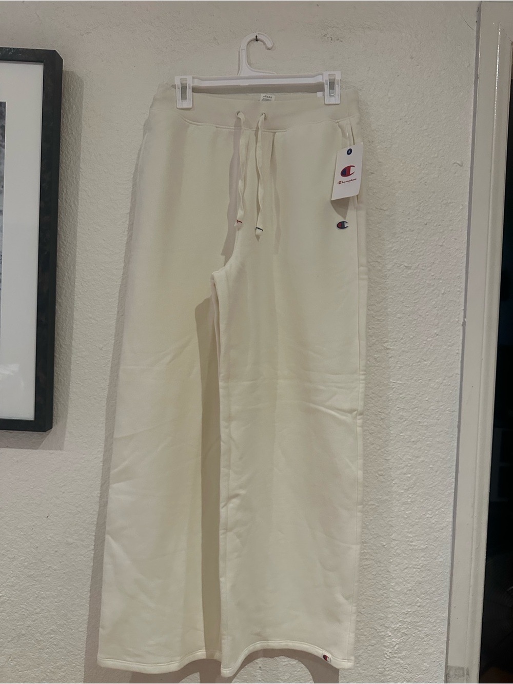 Champion ladies Cream Wide-Leg Sweatpants with Drawstring